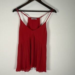 Paper Crane Babydoll Racerback Sheer Crimped Ruffle Red Holiday Tank Size Medium